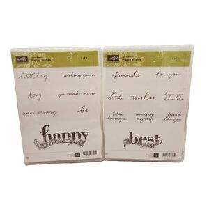 Stampin Up Happy Wishes Cling Stamp Set Unmounted Birthday Sayings Cardmaking